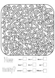 English Worksheet: Listen and Colour - Numbers (complicated)