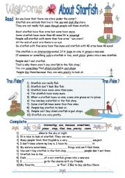 Sea animals : About Starfish  / 5th-6th grade    ( 2 pages) 