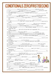 English Worksheet: Conditionals 0, 1 , 2 and time clauses. All mixed, with key.
