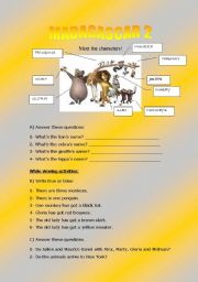 English Worksheet: MADAGASCAR 2!