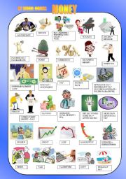 English Worksheet: MONEY - at work: nouns  PICTIONARY