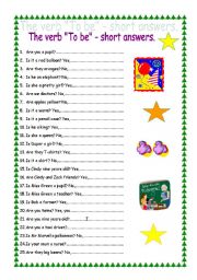 English Worksheet: To Be - short answers