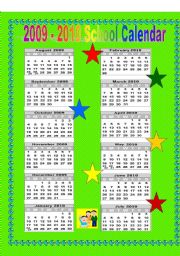 English Worksheet: School Calendar 2009 - 2010