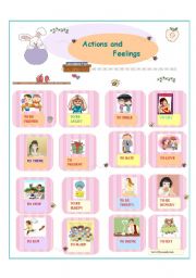 English worksheet: Actions and Feelings(Part 1/2 )