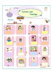 English Worksheet: Actions and feelings ( Part 2/2 )