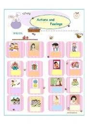 English worksheet: Actions and feelings ( Part 2/2 )