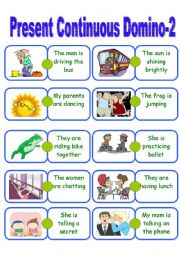 English Worksheet: Present Continuous Dominoes-2