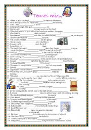 English Worksheet: tenses mix + Passive part 2