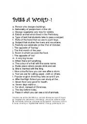 English Worksheet: GAME: PASS A WORD