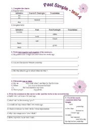 English Worksheet: Past Simple - tests