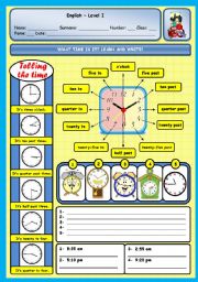 English Worksheet: WHAT TIME IS IT?