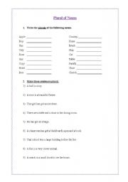 English Worksheet: Plurals