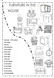 English Worksheet: FURNITURE IN THE HOUSE