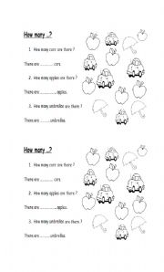 English worksheet: how many...?