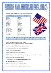 English Worksheet: BRITISH AND AMERICAN ENGLISH(2)