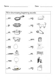 English Worksheet: Initial sounds