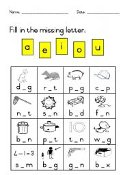 English Worksheet: Middle sounds