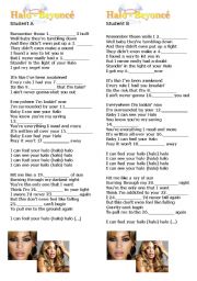 English Worksheet: Halo - Student A/B