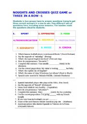 English worksheet: Three in a Row