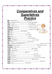 English Worksheet: Comparatives and superlatives. Practice