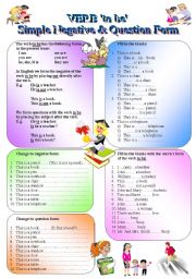English Worksheet: VERB to be - Simple, Negative & Question Form - (( Definitions & 100 Exercises to Complete )) - beginner/elementary - (( B&W VERSION INCLUDED ))
