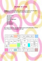 English Worksheet: The Map Game-(Information gap activity)