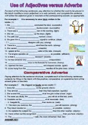 English Worksheet: Use of Adjectives and Adverbs