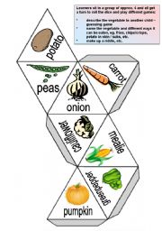 English Worksheet: Vegetable dice