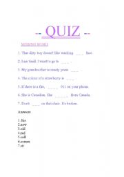 English worksheet: QUIZ GAME