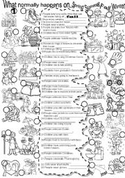 English Worksheet: SEASONS  #2  What normally happens on... Summer Spring Fall Winter 