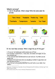 English worksheet: health problems