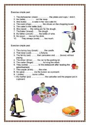 English worksheet: past simple in a restaurant, simple as can be.