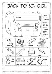 English Worksheet: Back to school