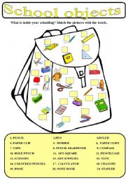 English Worksheet: School_objects_matching