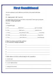 English worksheet: First Conditional - Explanation + Exercises