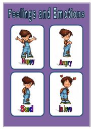 English Worksheet: Feelings and Emotions little-flascards