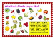 English Worksheet: what kind of fruits do you like?
