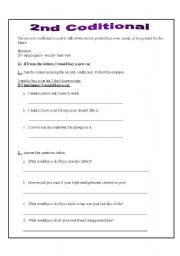 English Worksheet: Second Conditional - Explanation + Exercises