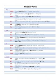 English Worksheet: List of Phrasal Verbs 