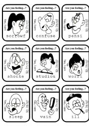 English Worksheet: Complicated Feelings Game Cards (1of2) B&W 