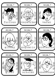 Complicated Feelings Game Cards (2of2) B&W