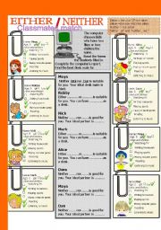 English Worksheet: EITHER/NEITHER