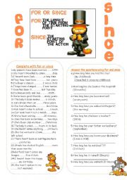 English Worksheet: FOR & SINCE