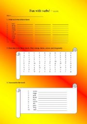 English worksheet: Verb fun! - 2 pages