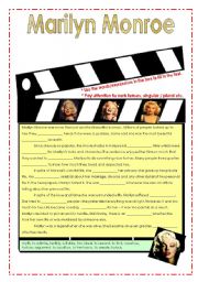 English Worksheet: Marilyn Monroe  (fill in exercise)