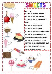 English Worksheet: SWEETS MATCH