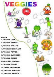 English Worksheet: MATCH THE VEGGIES