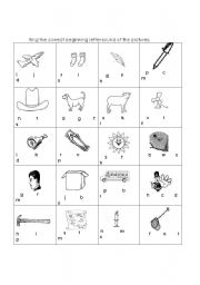 English worksheet: beginning letters for short vowel sound words