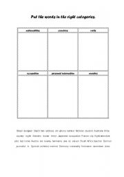 English worksheet: First Vocabs