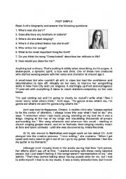 English Worksheet: Past Simple- Avril Lavigne